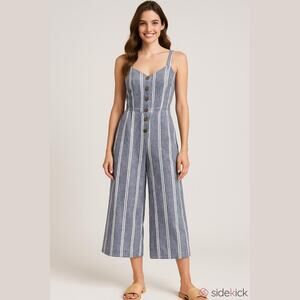 NWT angel kiss XL chambray striped Linen Blend open TIE back summer casual crop